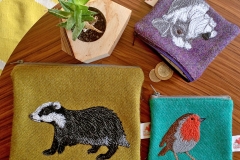 The Canny Squirrel_Harris Tweed badger zip pouch_£30_Harris Tweed small coin purses £26